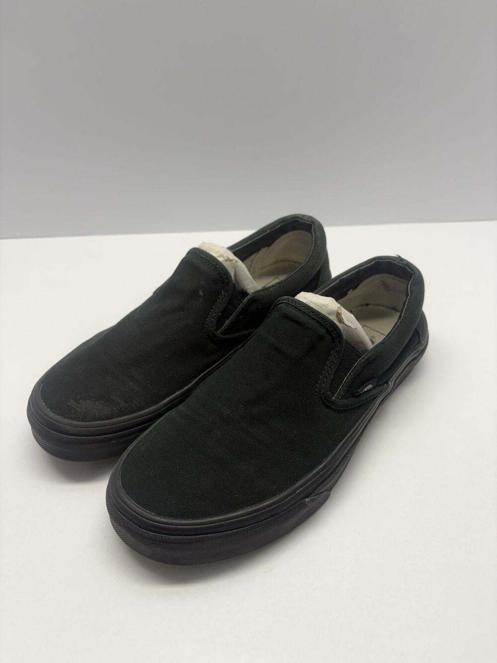 Vans Classic Slip-On Black Canvas Shoes Men’s 6 Women’s 7.5 Skate Sneakers
